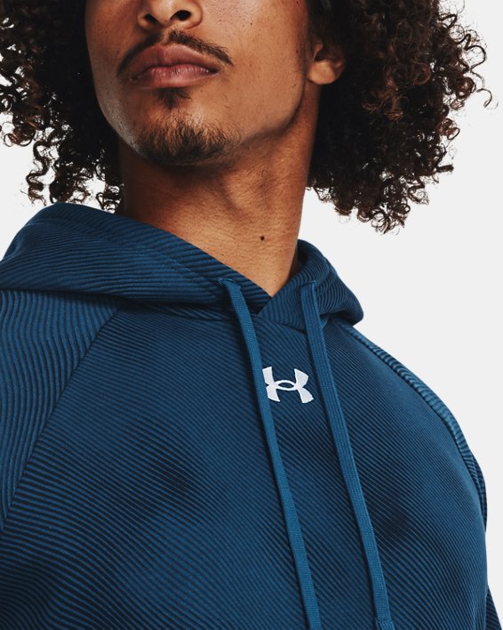Men's UA Rival Fleece Printed Hoodie, Blue, pdpMainDesktop image number 3